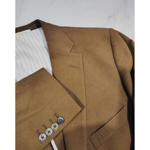 Crittenden Blazer Sport Coat Jacket Size Large 44 Linen Silk Tan Lightweight
